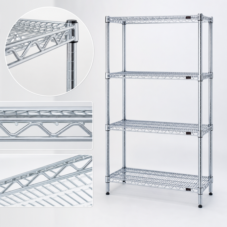 Product image #3 for Eagle Group 4-Tier Wire Shelving Starter Unit, 24 x 18 x 74 Inches, Chrome-Plated