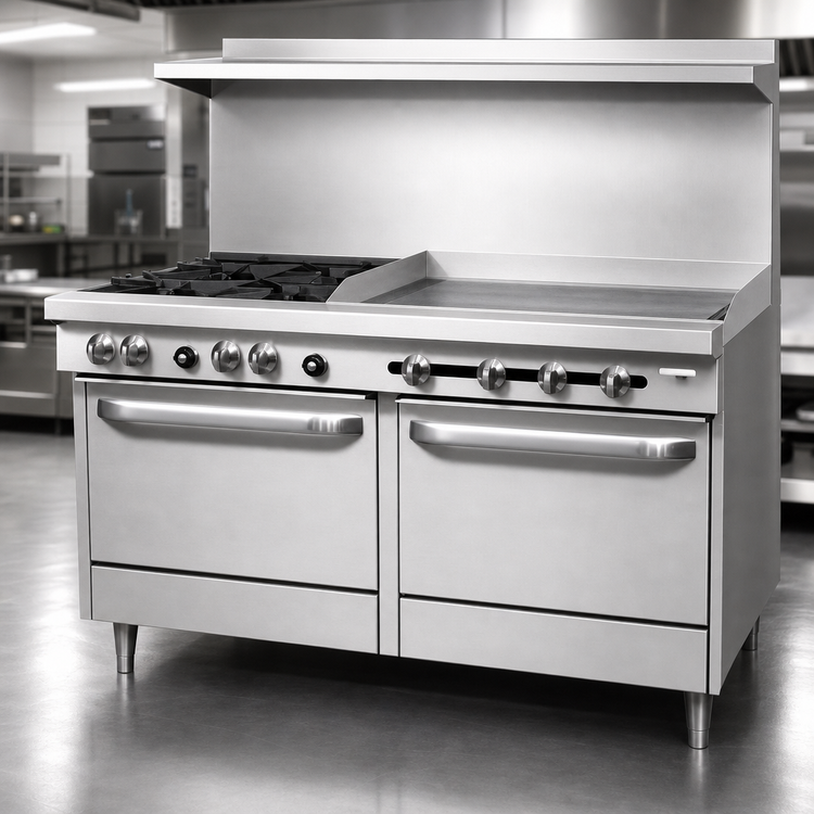 Product image #3 for Southbend S-Series 60-Inch Commercial Gas Restaurant Range with 4 Open Burners, 36-Inch Thermostatic Griddle, Convection Oven, and Standard Oven