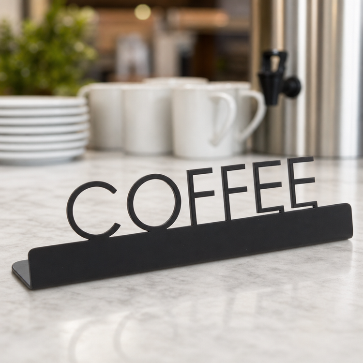 Product image #3 for American Metalcraft Printed Coffee Table Sign, 202 Stainless Steel, Black