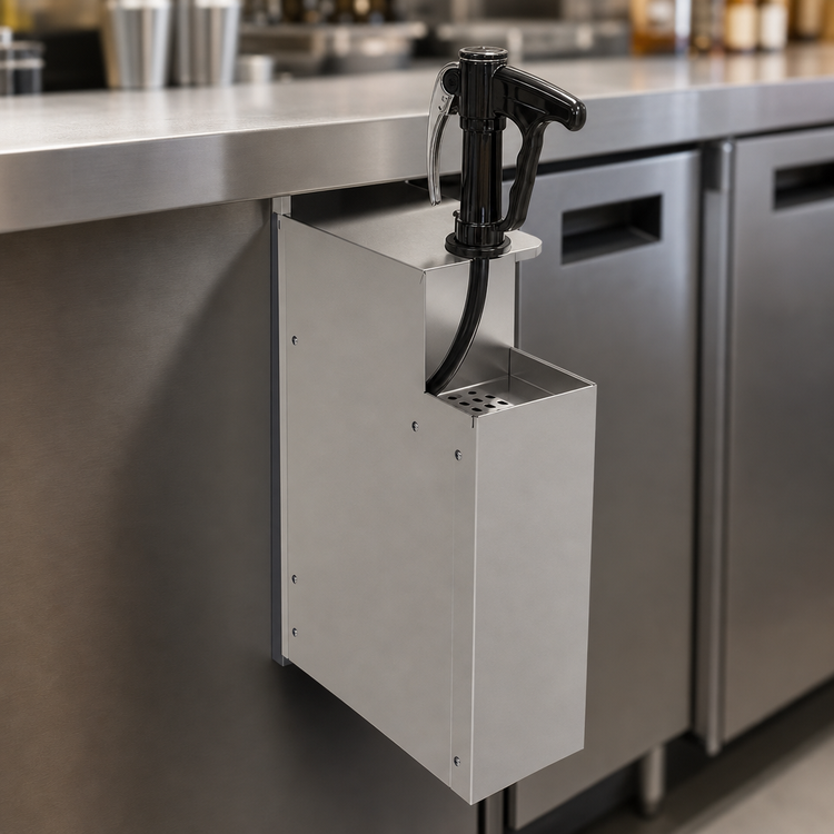 Product image #4 for Glastender 6-Inch Wide Underbar Soda Gun Holder with Integral Drip Pan