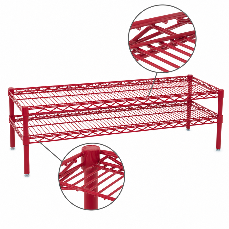 Product image #3 for Eagle Group QuadTruss 2-Tier Front Case Merchandise Wire Shelving Unit, 42 x 14 x 14 Inches, Red Epoxy