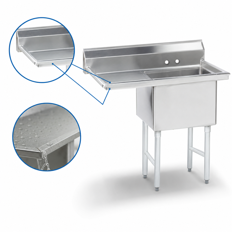 Product image #3 for Advance Tabco 1-Compartment Fabricated Sink with 18-Inch Left Drainboard