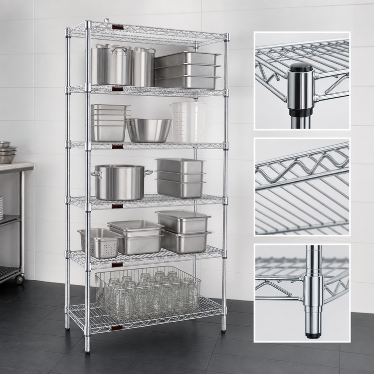Product image #3 for Eagle Group 5-Tier Wire Shelving Starter Unit, 48 x 18 x 74 Inches, Chrome-Plated