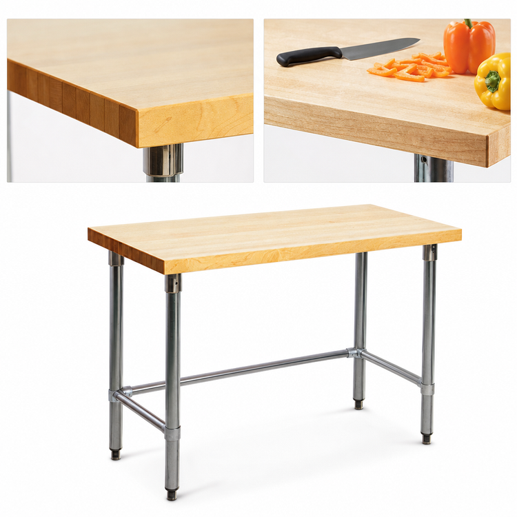 Product image #3 for Eagle Group 72 in. x 30 in. Wood Top Work Table with 1-3/4 in. Hardwood Top and Galvanized Tubular Base