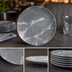 Thumbnail image #3 for American Metalcraft 11-1/2 Inch Round Coupe Melamine Plate, Matte Marble Gray