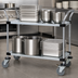 Thumbnail image #3 for Quantum Open-Base Stainless Steel Utility Bus Cart with 2 Mixed Shelves, 42 x 18 x 37-1/2 Inches