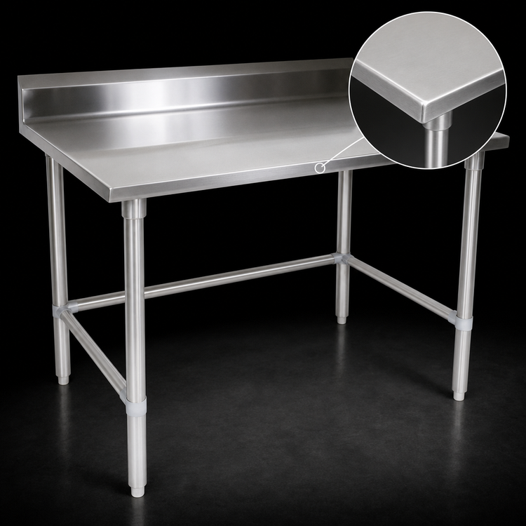 Product image #3 for Stallion ST6R5-3048GBK-X 48 Inches x 30 Inches Stainless Steel Work Table with 5-Inch Backsplash and Stallion Safety Edge