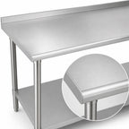 Thumbnail image #3 for Duke Manufacturing 316S-2484-2R 84 x 24-Inch 16-Gauge 300 Series Stainless Steel Work Table with 1-1/8-Inch Riser and Undershelf
