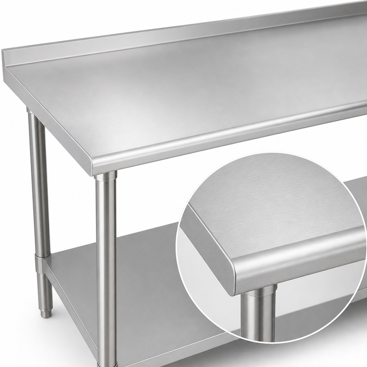 Product image #3 for Duke Deluxe 316 Series 84-Inch x 24-Inch Stainless Steel Work Table with 1-1/8-Inch Riser and Undershelf