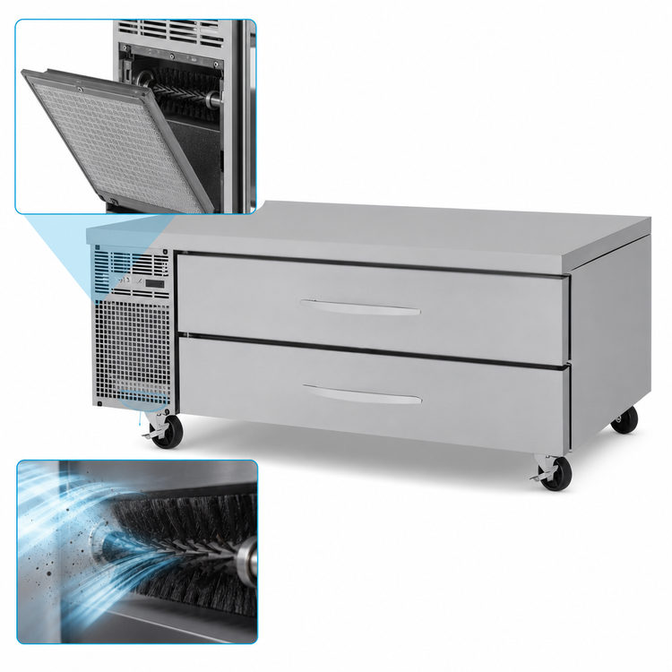 Product image #3 for Turbo Air PRO Series One-Section 60-Inch Flat Top Refrigerated Chef Base with 2 Drawers