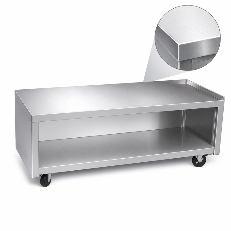 Product image #3 for La Rosa 110-Inch x 28-Inch Mobile Stainless Steel Equipment Stand with Open Base and Undershelf