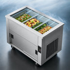 Thumbnail image #3 for Dinex DineXpress DXP5BCM 5-Well Full-Size Mobile Mechanically Cooled Cold Food Serving Counter, Stainless Steel, 74-Inch