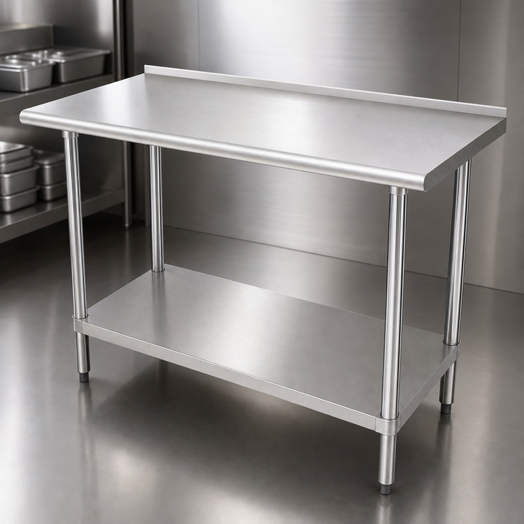 Product image #3 for Advance Tabco FSS-244 48-Inch x 24-Inch Stainless Steel Work Table with Undershelf and 1-1/2-Inch Rear Up-Turn