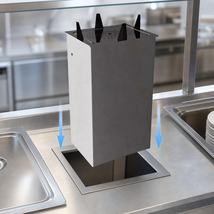 Product image #3 for Atlas Metal PDOS-14 Drop-In Unheated Oval Platter Dispenser with Enclosed Stainless Steel Frame