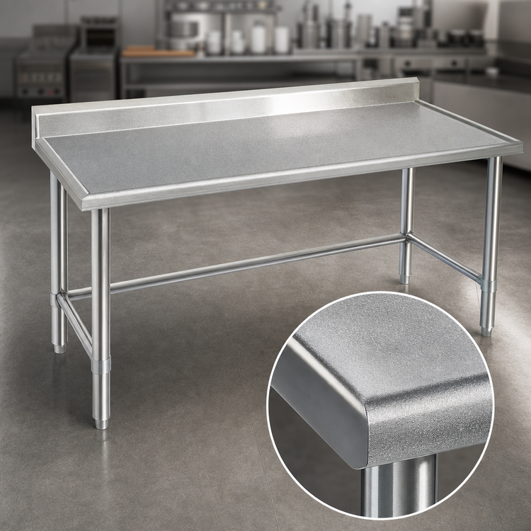 Product image #3 for Spec-Master Marine Series 14-Gauge Stainless Steel Work Table with Backsplash, 72 x 30 Inches