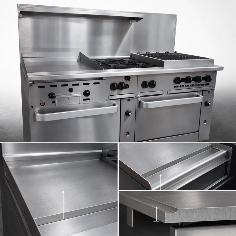 Product image #3 for Vulcan Endurance 72-Inch Gas Restaurant Range with 24-Inch Thermostatic Griddle, 4 Open Burners, 24-Inch Charbroiler, and 2 Convection Ovens