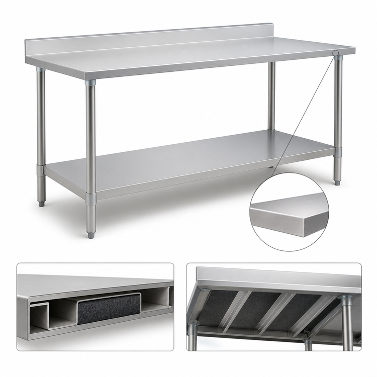 Product image #3 for Eagle Group Budget Series 108-Inch x 24-Inch Stainless Steel Work Table with 4-1/2-Inch Backsplash and Adjustable Undershelf