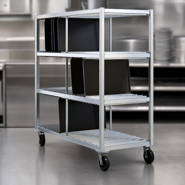 Product image #3 for New Age Mobile Aluminum 3-Tier Tray Drying Rack, 144-Tray Capacity