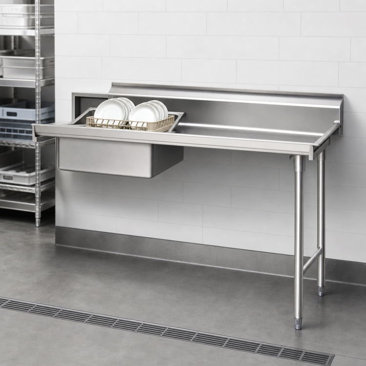 Product image #3 for Eagle Group 72-Inch Straight Soiled Dishtable with Pre-Rinse Sink, Right-to-Left, 16-Gauge 304 Stainless Steel Top