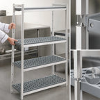Thumbnail image #3 for Fermod Fermostock 4R42A66 4-Tier Aluminum Starter Shelving Unit with Removable Polymer Inserts, 42W x 14D x 66H, Gray
