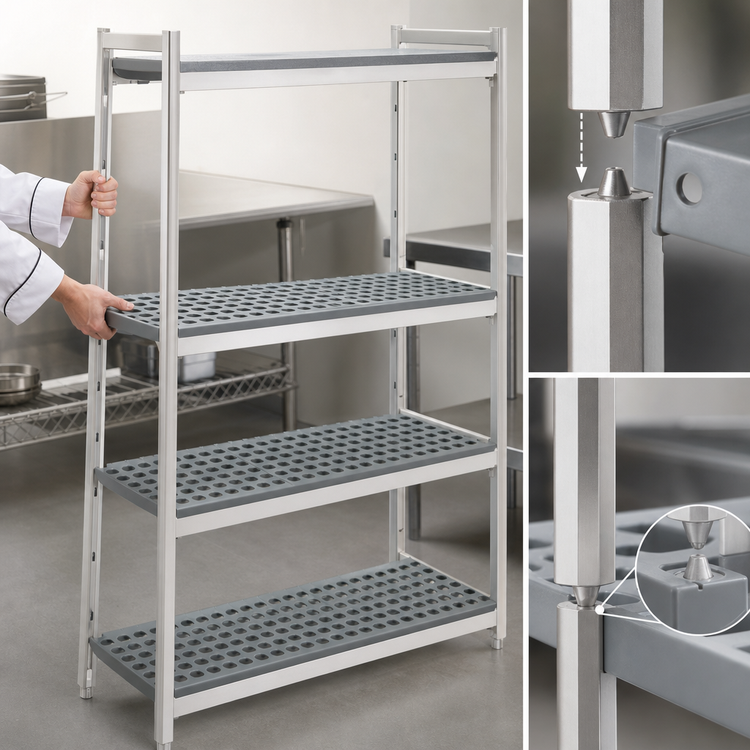 Product image #3 for Fermostock 4-Tier Starter Shelving Unit, 42W x 14D x 66H, 800 lb. Per Shelf, Gray