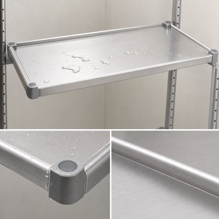 Product image #3 for New Age Adjust-A-Shelf Solid Aluminum Adjustable Shelf, 15" x 30", 400 lb. Capacity