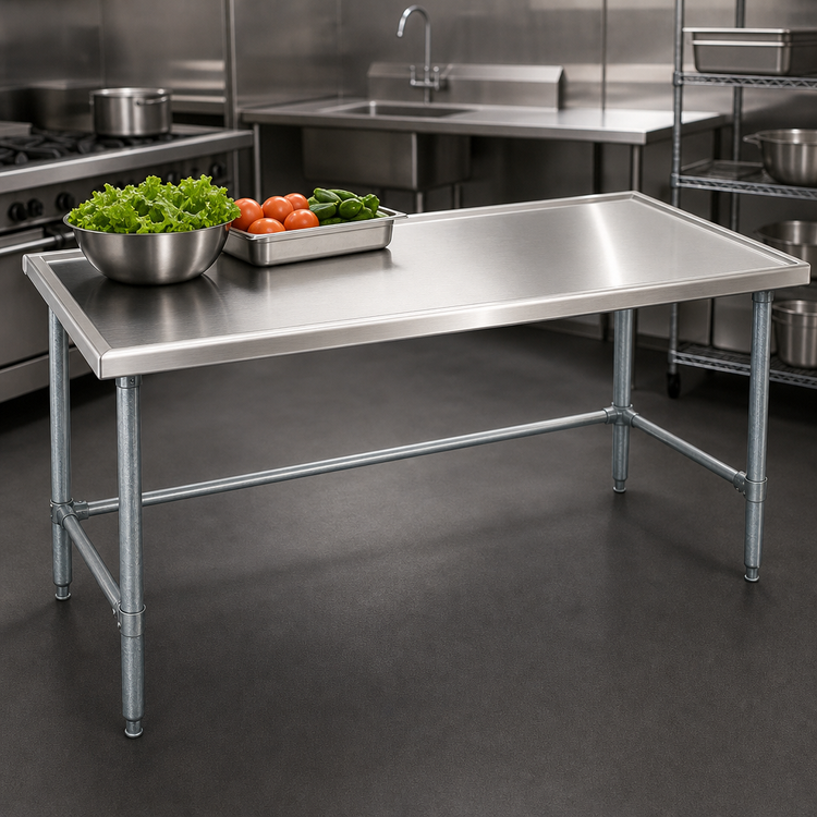 Product image #3 for Eagle Group Spec-Master Marine Series 48 Inch W x 36 Inch D Work Table with 14 Gauge 300 Series Stainless Steel Top and Galvanized Base