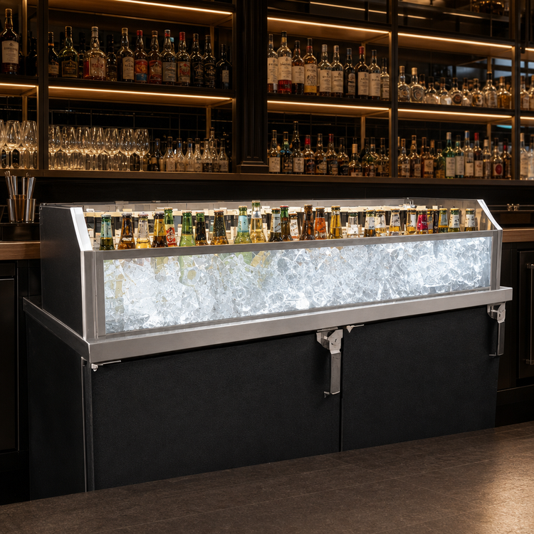Product image #3 for Glastender 78-Inch Back Bar Glass Ice Display Unit for Bottled Beverage Display