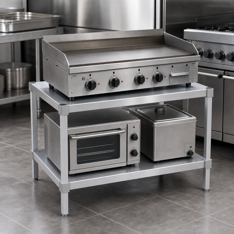 Product image #3 for New Age Aluminum Stationary Equipment Stand with 2 Adjustable Solid Shelves, 30 x 20 x 24 Inches