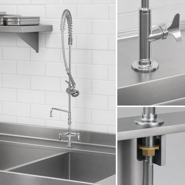 Product image #3 for EasyInstall Single-Hole Deck-Mount Add-On Pre-Rinse Unit with 12-Inch Swing Nozzle