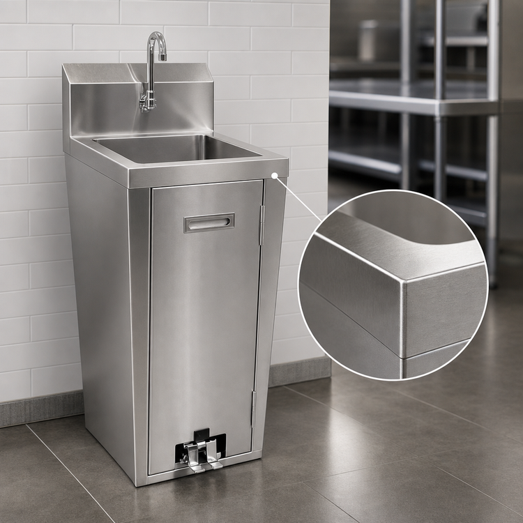 Product image #3 for Hand Wash Pedestal Sink with Faucet and Foot Valves, 304 Stainless Steel