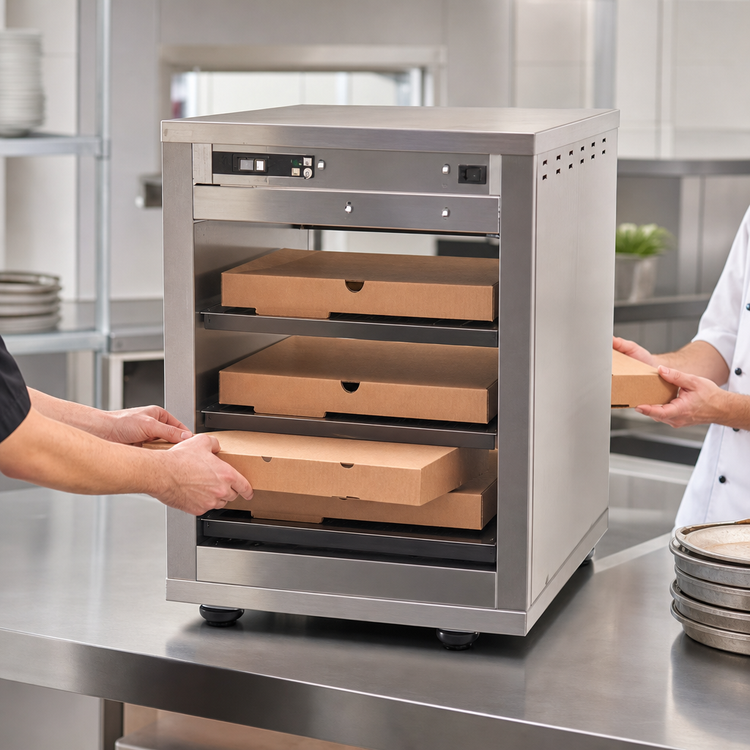 Product image #3 for Carter-Hoffmann DF1818-3 Half-Size Heated Doorless Pass-Through Pizza Box Holding Cabinet, 3-Shelf, Countertop, 18 x 18 Inch Pizza Box Capacity