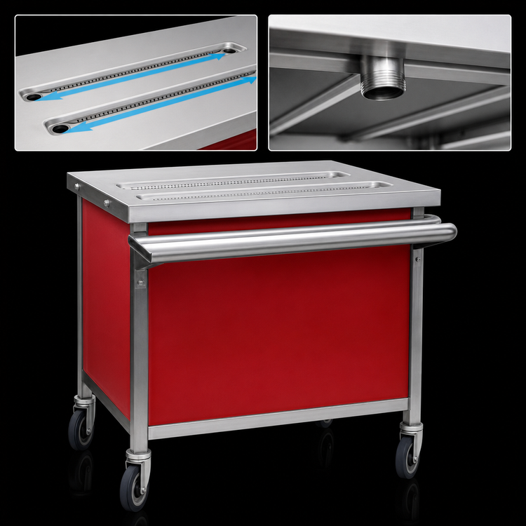Product image #3 for Director's Choice DCS4-BDU 64" Mobile Beverage Counter with Dual Drain Troughs
