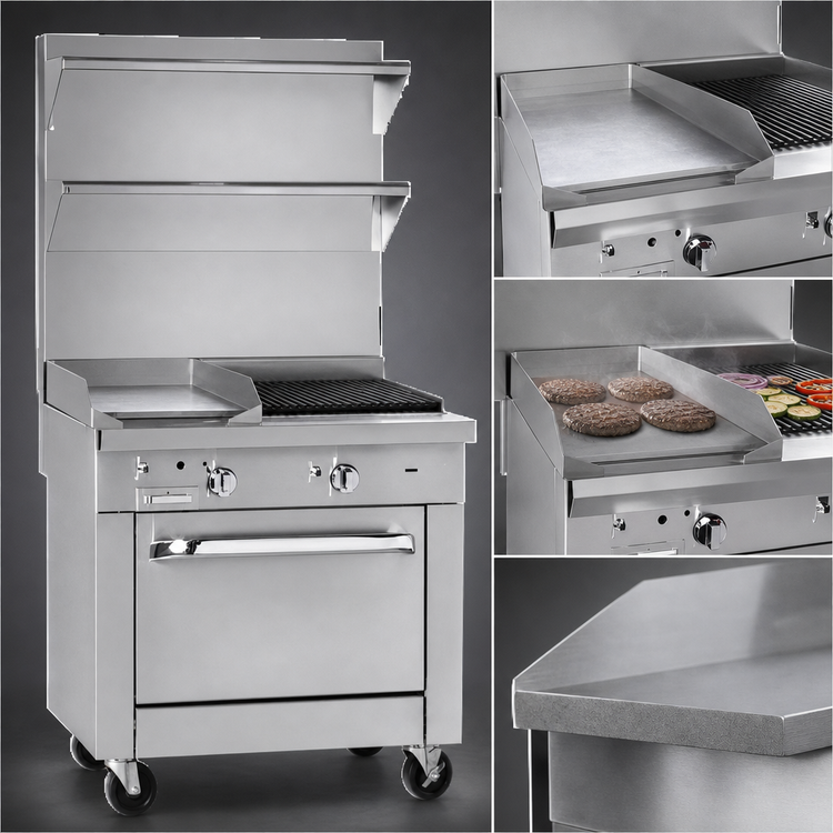 Product image #3 for Southbend Platinum 32-Inch Gas Heavy Duty Range with 16-Inch Griddle, 16-Inch Charbroiler, and Convection Oven