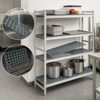 Thumbnail image #3 for Fermod Fermostock 4R47B66 4-Tier Stationary Starter Polymer Shelving Unit with Removable Inserts, 47W x 18D x 66H, Gray