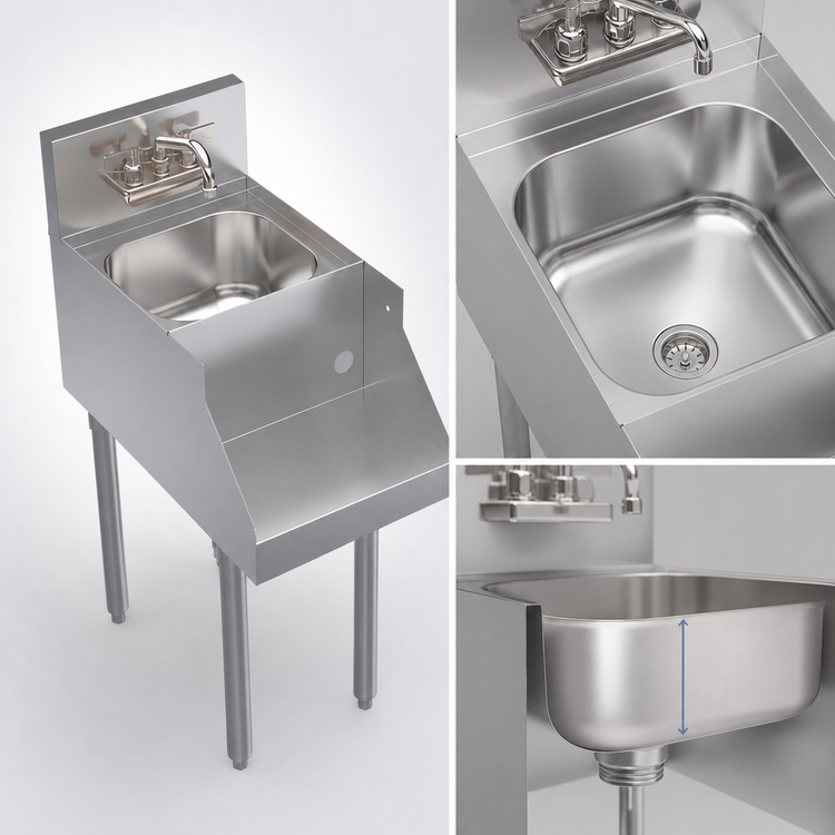 Product image #3 for Krowne Royal Series 14-Inch x 24-Inch Underbar Blender Station with Dump Sink and Recessed Blender Shelf
