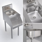 Thumbnail image #3 for Krowne Royal Series KR24-14BD 14-Inch x 24-Inch Freestanding Underbar Blender Station with Stainless Steel Dump Sink and Recessed Blender Shelf