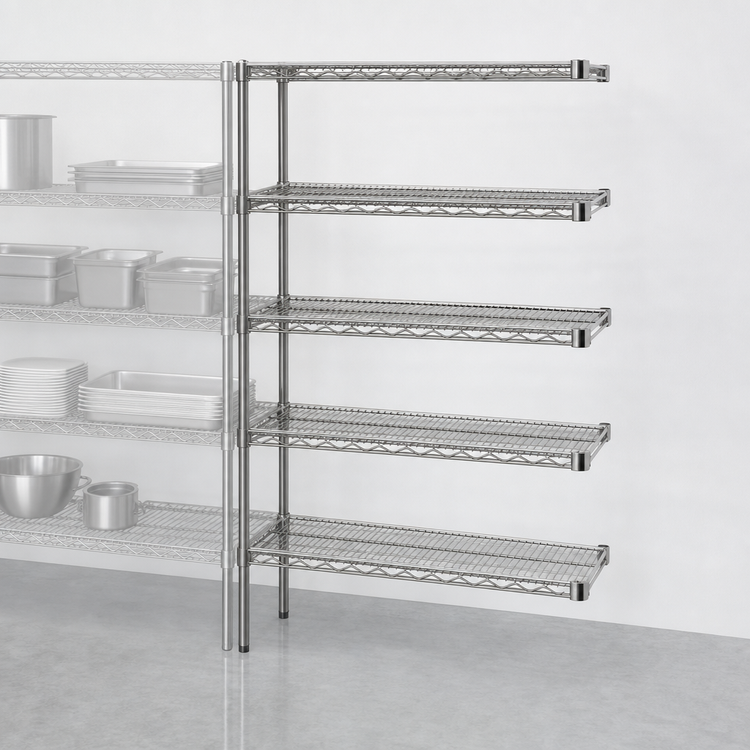 Product image #3 for Eagle Group 5-Tier Add-On Wire Shelving Unit, 48W x 21D x 74H, Stainless Steel Finish