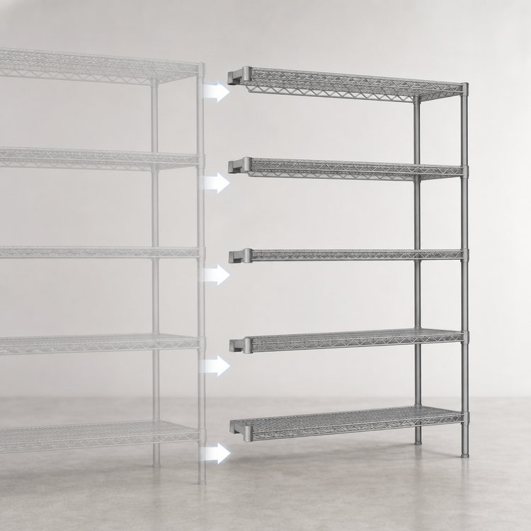 Product image #3 for Eagle Valu-Master 5-Tier Add-On Wire Shelving Unit, 72W x 21D x 86H, Pewter Gray Epoxy