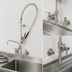 Thumbnail image #3 for EverSteel 8-Inch Wall Mount Pre-Rinse Mixing Faucet with Add-On Faucet, 12-Inch Swing Nozzle and Blue Spray Valve
