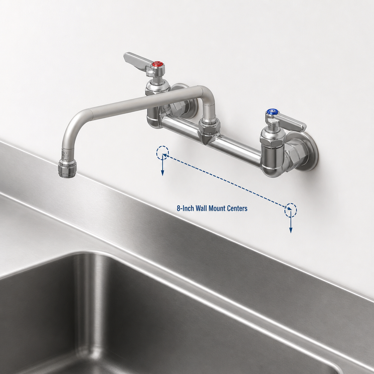 Product image #3 for T&S Brass Double Wall-Mount Pantry Faucet with 12-Inch Swing Nozzle