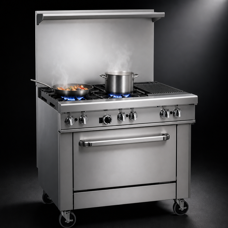 Product image #3 for Southbend Ultimate 36-Inch Gas Restaurant Range with 2 Star/Sauté Burners, 24-Inch Charbroiler, and Convection Oven