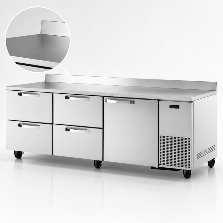 Product image #3 for True SPEC Series Three-Section Stainless Steel Deep Work Top Refrigerator with 1 Door and 4 Drawers