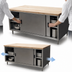 Thumbnail image #3 for BK Resources Dual Access Chef Table with Cabinet Base, Sliding Doors, and Hard Maple Top, 72 x 30 Inches