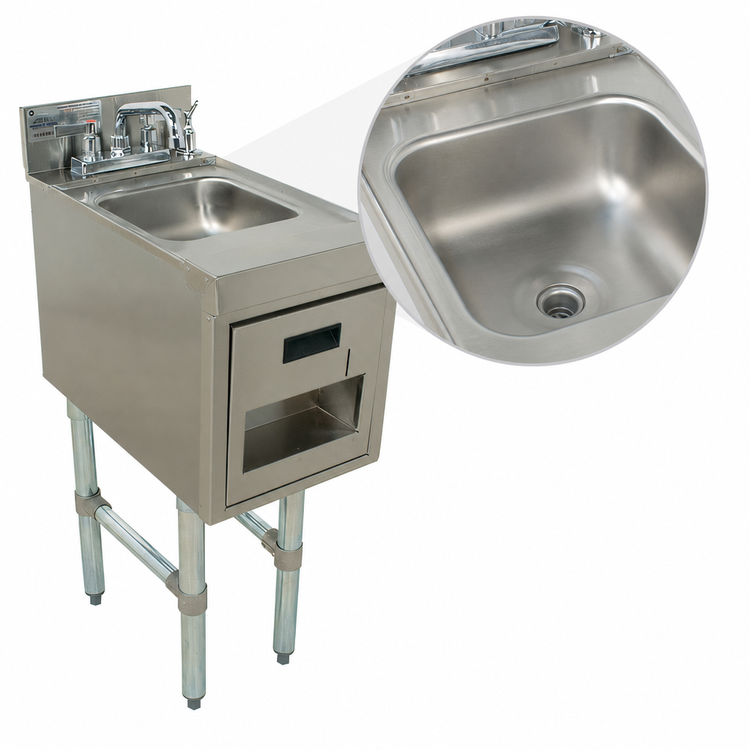 Product image #3 for Advance Tabco Special Value Underbar Basics Freestanding Hand Sink Station with Faucet, Soap and Towel Dispensers