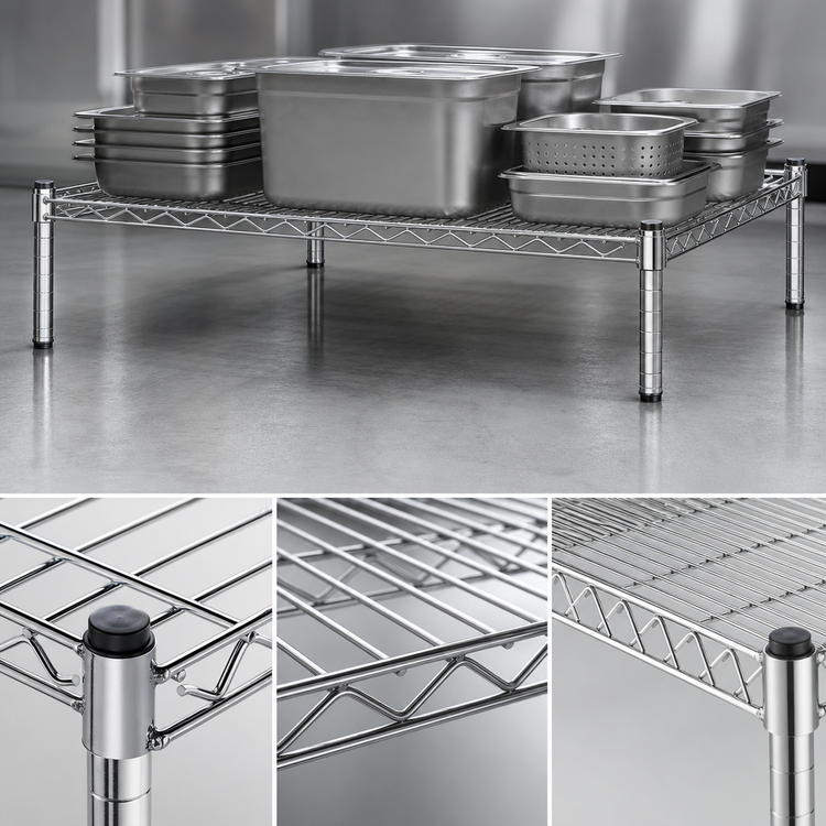 Product image #3 for Eagle Group 30 x 24 Inch Chrome Wire Dunnage Rack with QuadTruss Design and 600 lb Capacity