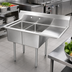 Thumbnail image #3 for Omcan 2-Compartment Pot Sink with Right-Hand Drainboard, 304 Stainless Steel
