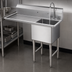 Thumbnail image #3 for Steel Works Stainless 18-Gauge 304 Stainless Steel 1-Compartment Sink with 24-Inch Left Drainboard and Legs