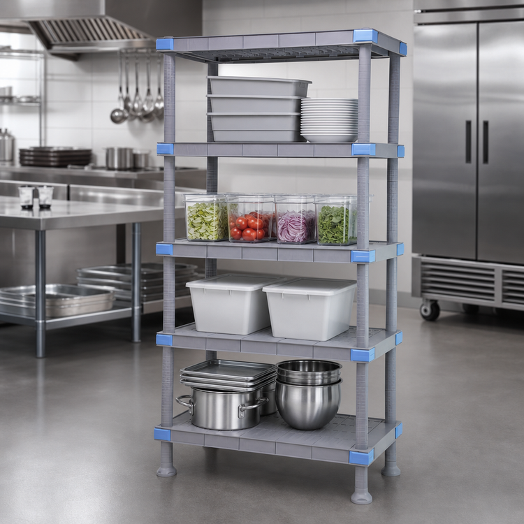 Product image #3 for Millenia 36 Inch Wide x 24 Inch Deep x 50 Inch High Stationary Polymer Starter Shelving Unit with 5 Solid Shelves
