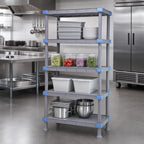 Thumbnail image #3 for Quantum Millenia QP243650SS-5 36 x 24 x 50 in. Gray Polymer Shelving Unit, Stationary Starter, 5 Solid Shelves